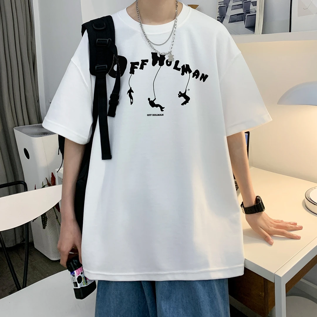 夏季新款短袖男t恤美式高街男士潮牌男款潮流纯棉重磅高级感男生