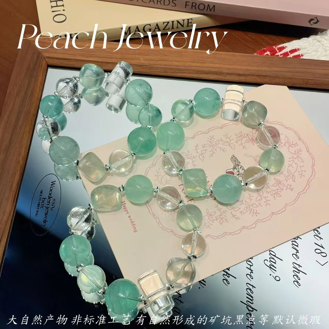 《琉璃海》萤石白水晶柱手链 TJ482 多样性发一颜色微差