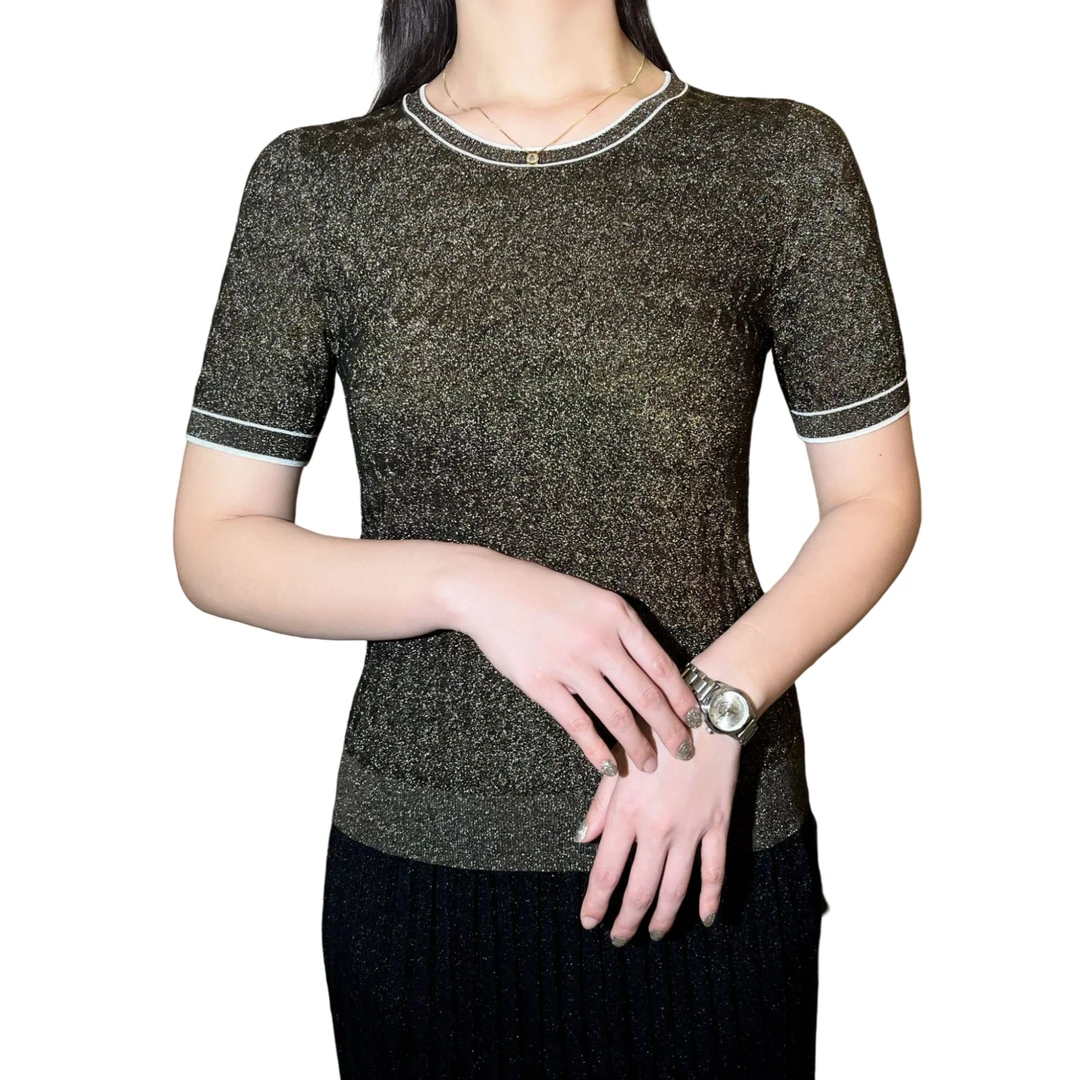 【米兰】FFC005意大利水晶纱春夏新款减龄爆款精致舒适女士套头衫