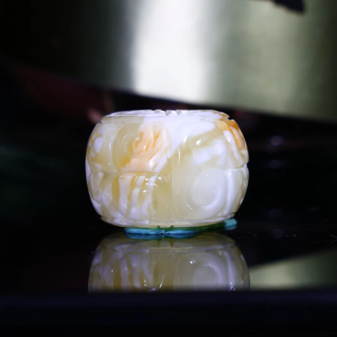 18m回纹老型墩子天然原矿一物一图精工雕刻白蜡蜜蜡配饰18*12-S5