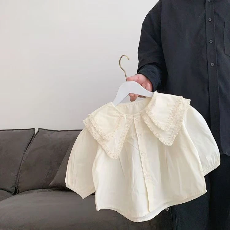 女童衬衫2025春装新款洋气时髦婴儿宝宝衬衣长袖纯棉韩版儿童上衣