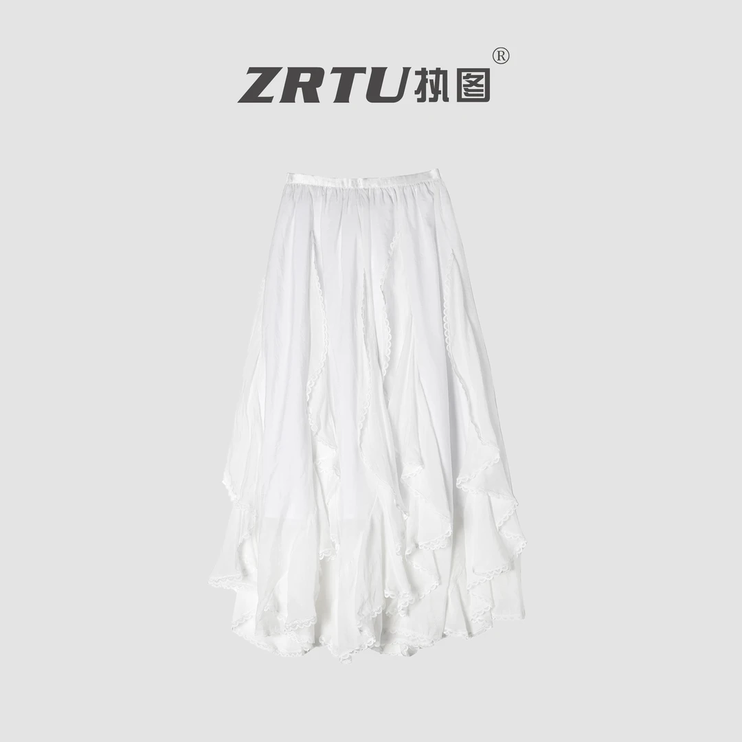 【雪莉专属】ZRTU执图2025设计感半身裙松紧腰长裙剪裁不规则半身裙