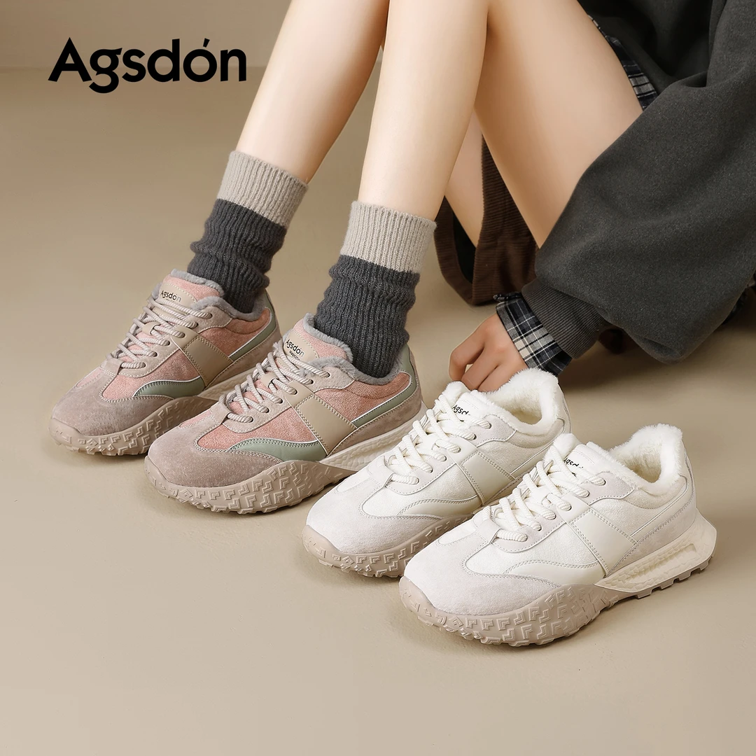 【奥古狮登】厚底德训鞋女冬季加绒休闲百搭R143343+P143343AA