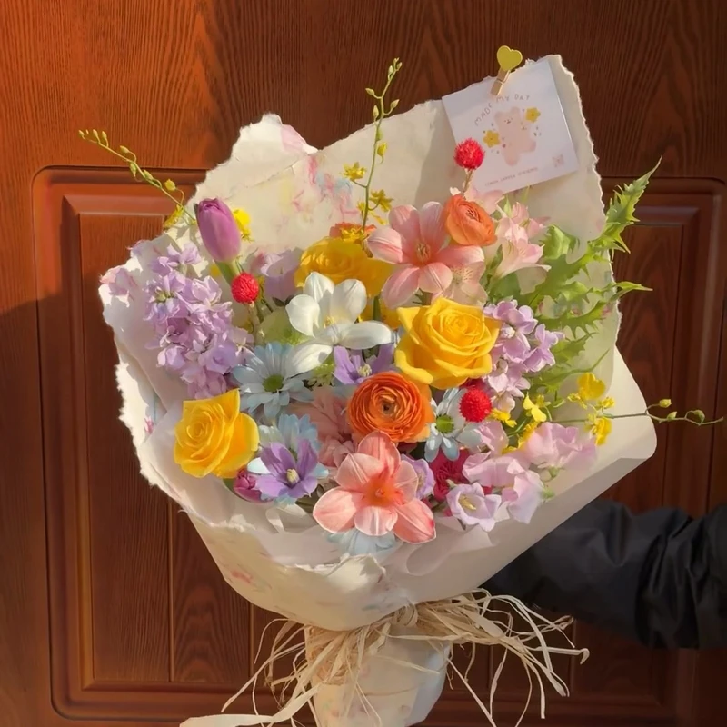 网红同款“多巴胺”鲜花同城团购小时达送女友闺蜜见面生日郊游花束