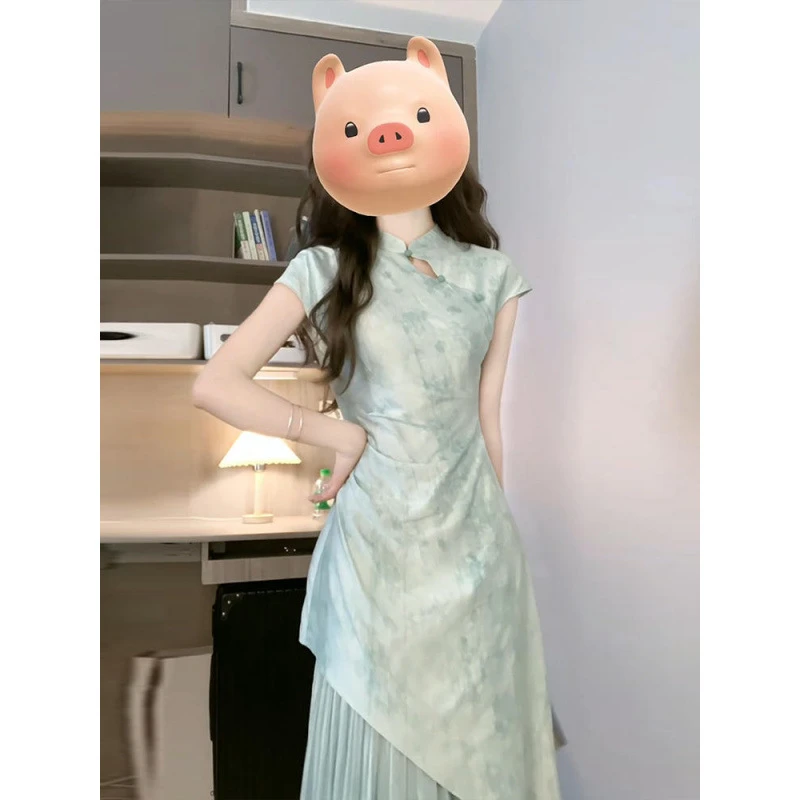 新中式连衣裙女2025新款夏季超仙改良版旗袍裙气质修身国风长裙子