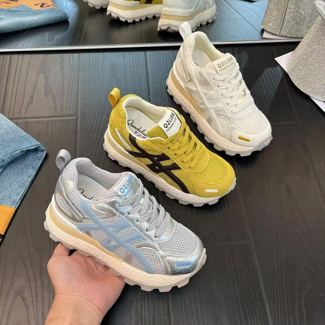 网红同款内增高8CM德训鞋女2025夏季轻奢多巴胺百搭休闲透气女鞋