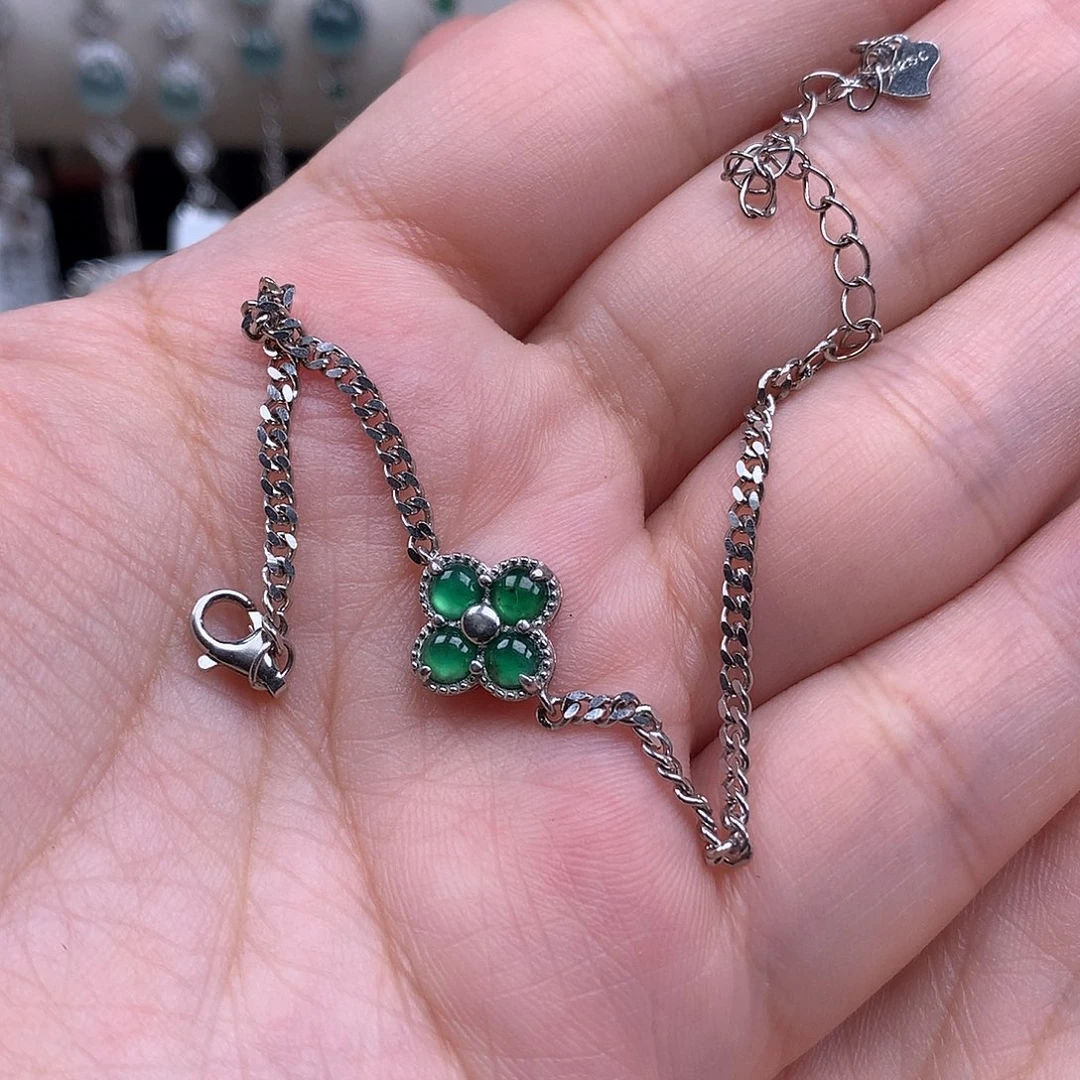银S925镶嵌手链翡翠