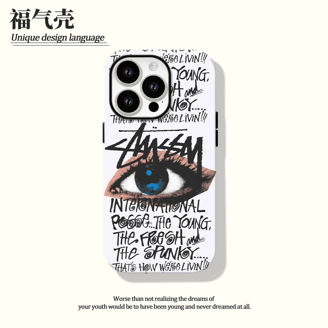 涂鸦眼睛菲林二合一适用苹果16promax华为vivo小米oppo手机壳