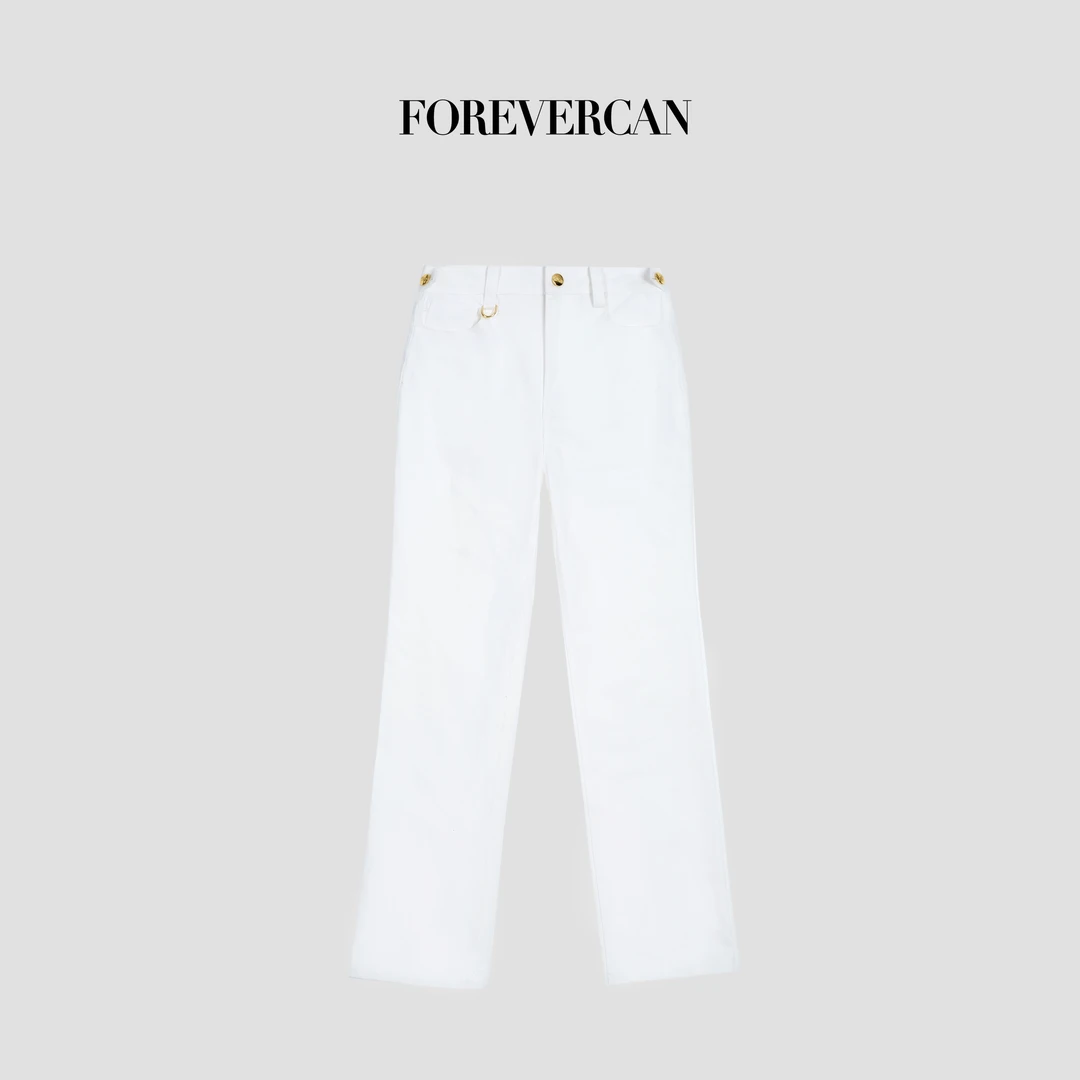 FOREVERCAN“白日昭昭”人生白牛！极简百搭直筒小脚牛仔裤SP23016