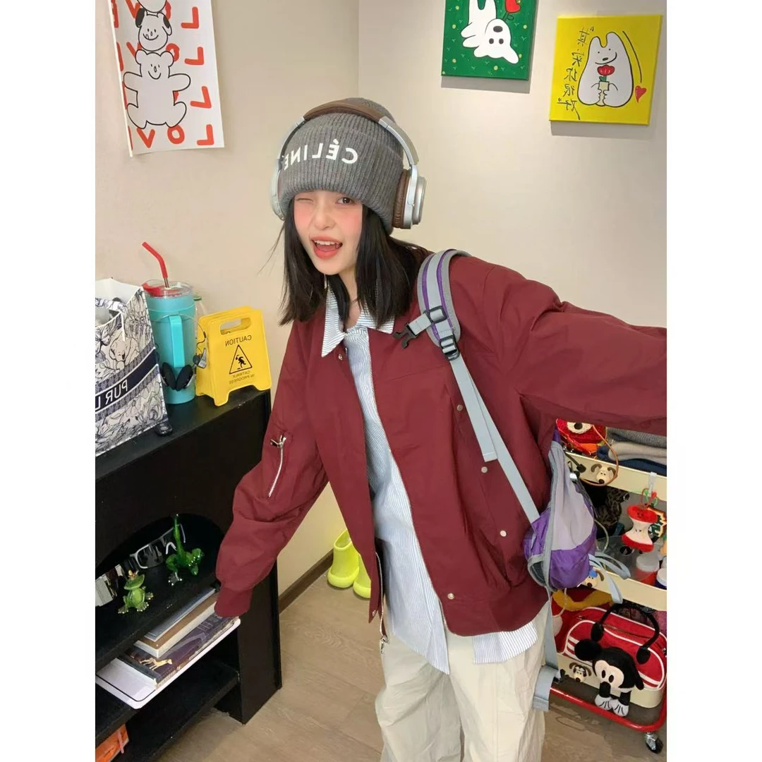 ABTM户外潮流简约纯色夹克男女复古美式秋冬季24新款情侣休闲外套