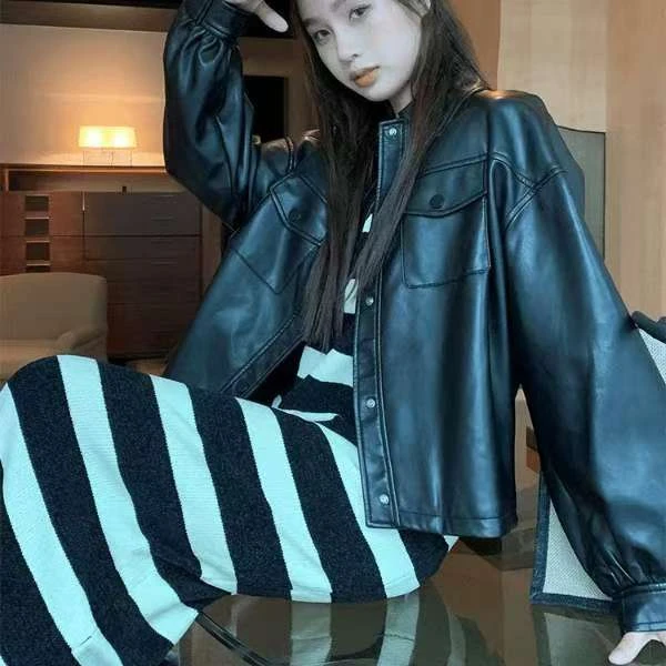 K1.379擎潮皮衣外套女短款2025