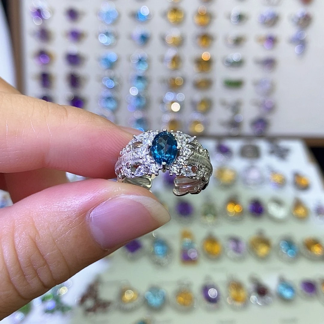 托帕石戒指银S925镶嵌C****a