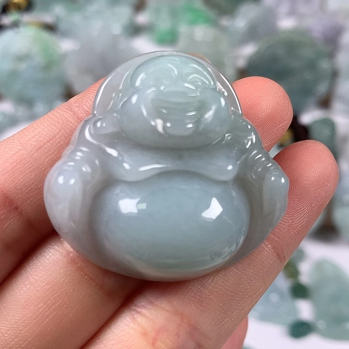 翡翠未镶嵌颈饰笑佛福利卡厚12+