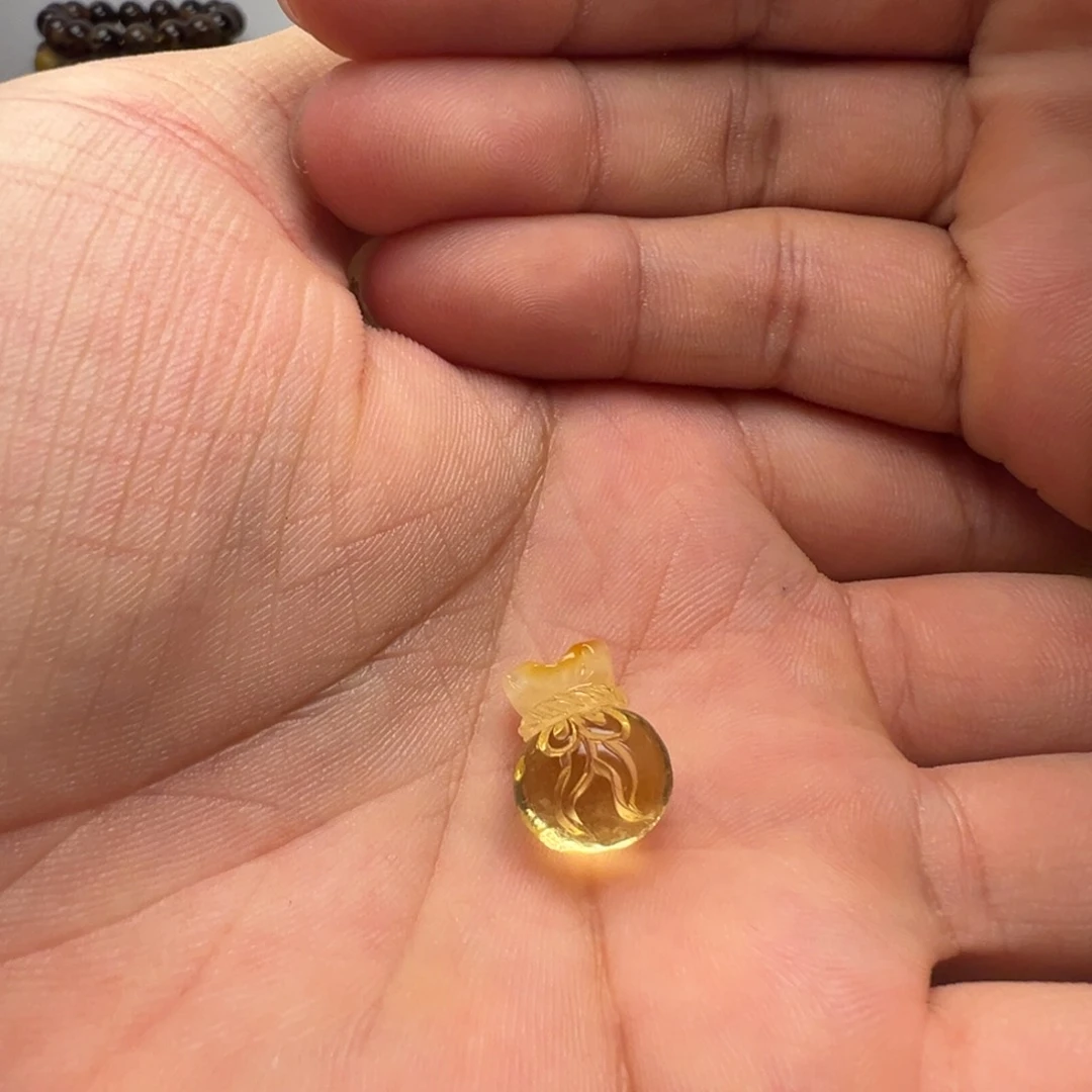 未镶嵌颈饰金珀天然金珀钱袋提溜吊坠