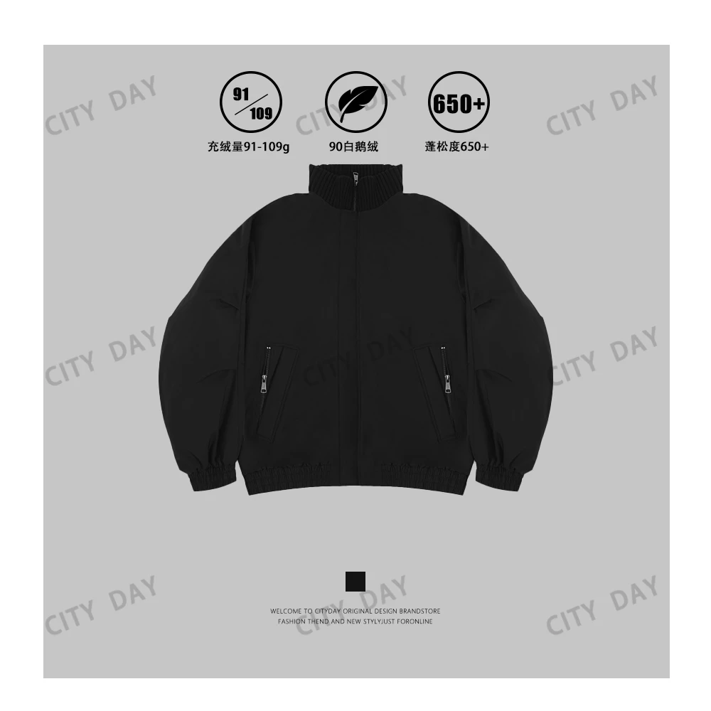 CityDay【楠哥】高定系列 针织领螺纹拼接鹅绒服 8278