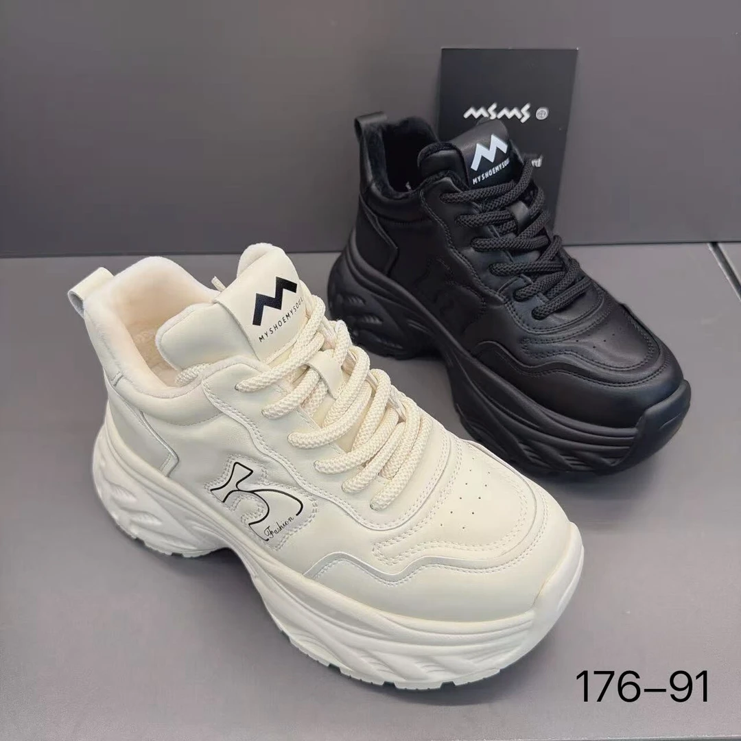 玛莎玛索冬季新款加绒老爹鞋176-91时尚百搭休闲高腰厚底二棉女鞋