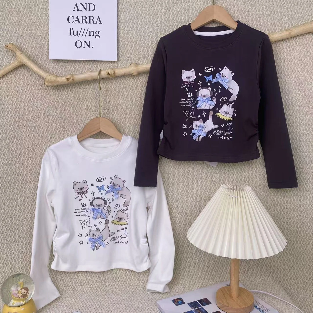 女童春秋时尚童长袖T恤韩版潮款打底衫洋气百搭秋冬简约童装店铺