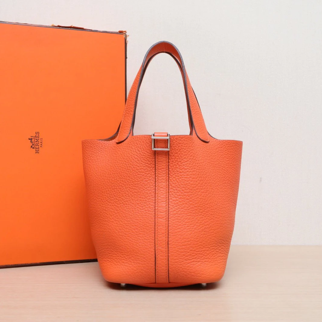 95新 Hermes/爱马仕 【娇】菜篮子手提包 18TC皮 框Q P225581763