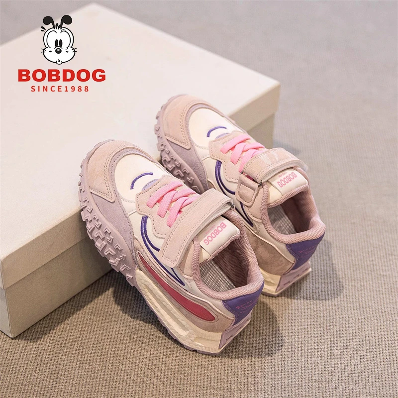 巴布豆女童鞋阿甘鞋2025春秋季款儿童运动魔术贴加绒软底男童板鞋