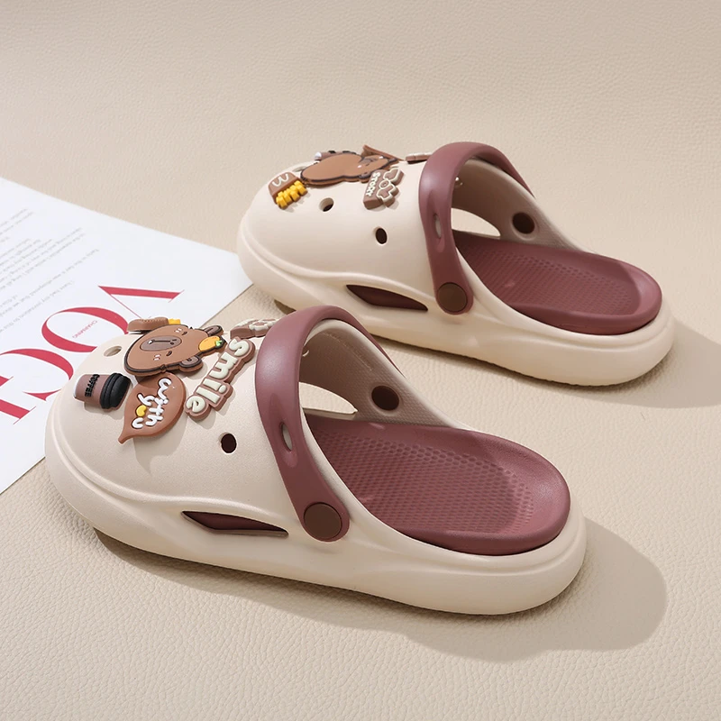 洞洞鞋女款夏季2025新款防滑踩屎感拖鞋时尚外穿卡皮巴拉沙滩凉拖