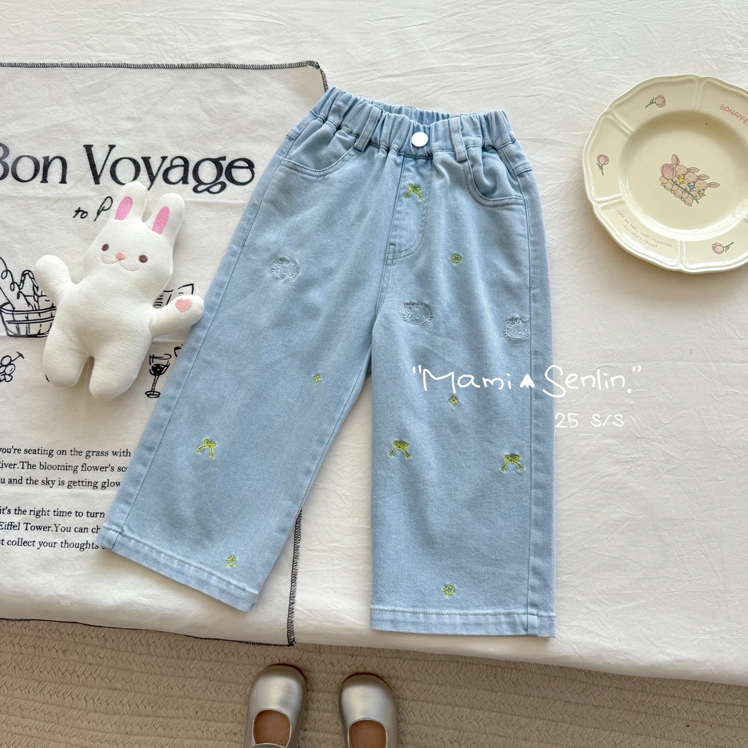 【现货】妈咪森林童装2025春新款蝴蝶结牛仔裤251-MMSL-251097