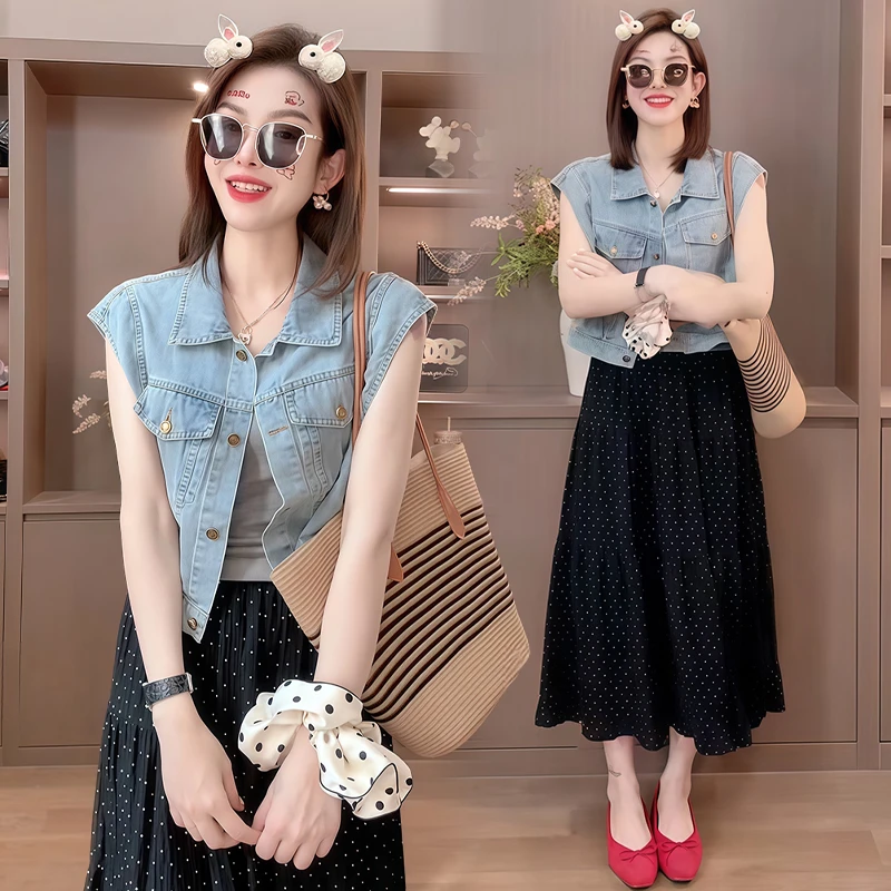 高含棉2025年夏季新款休闲宽松马夹背心女小众高级感翻领遮肉上衣