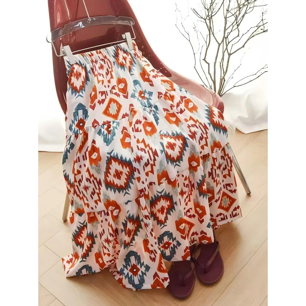 B 门店29&9！波西米亚半裙」高级感民族风碎花宽松A字半身裙 C22605