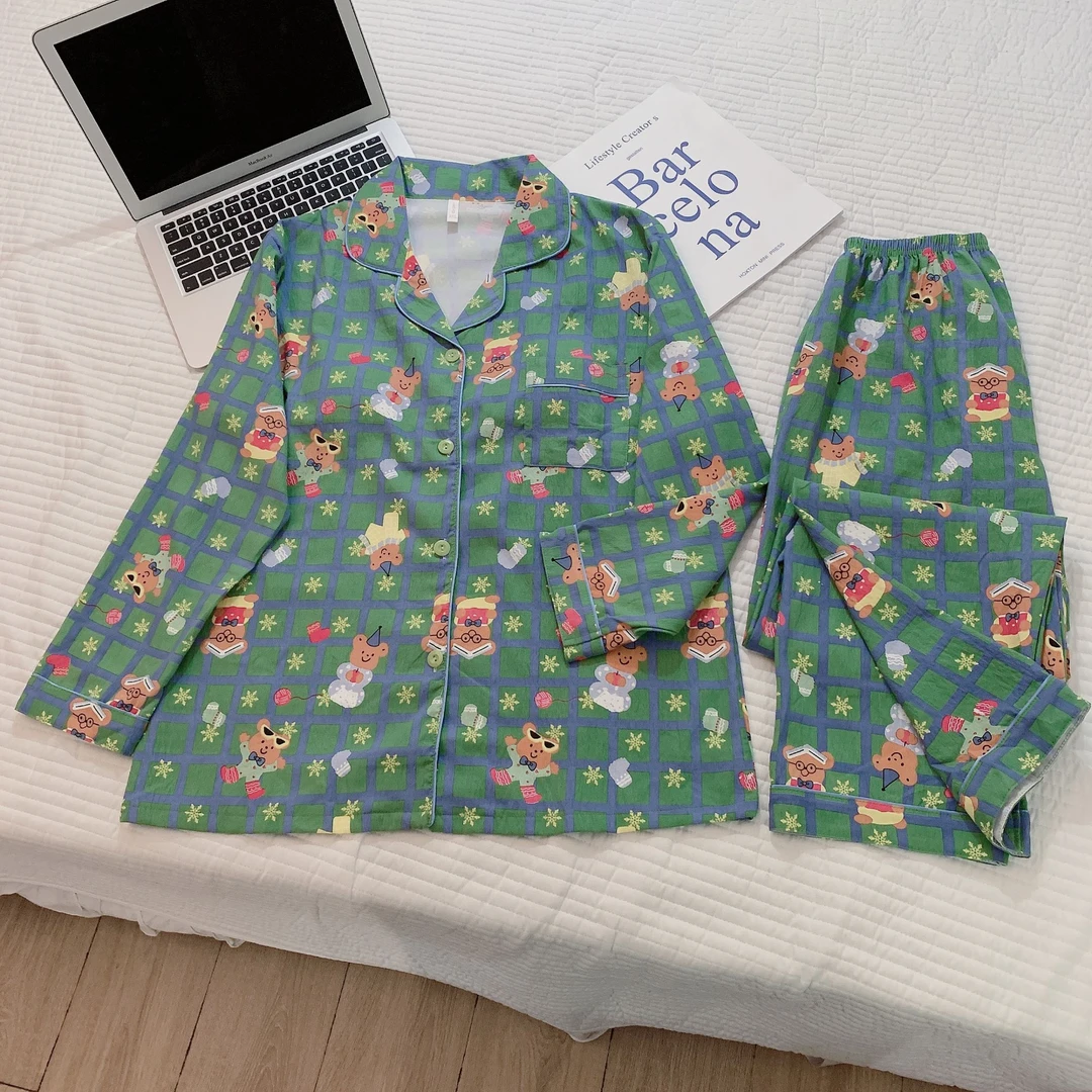 【带胸垫】长袖云朵棉2025年新款睡衣女春季少女宽松大码印花家居服