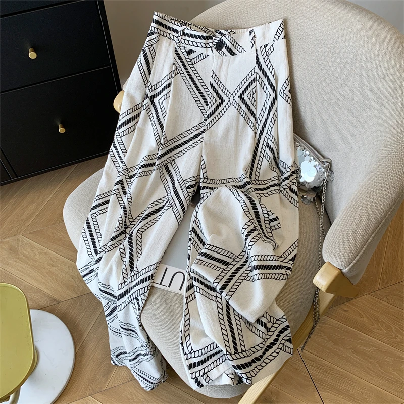 实拍老钱风复古棉麻阔腿裤轻薄夏慵懒复古松弛感垂感直筒宽松长裤