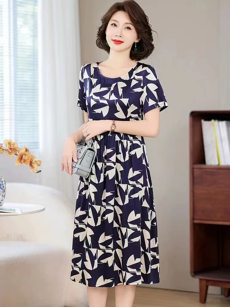 【时装高定款】菱格气质修身时尚休闲夏季高端大码妈妈装连衣裙