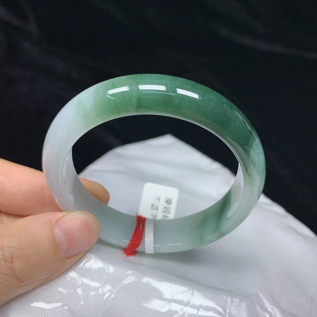 56圈冰润缅甸天然翡翠A货正圈手镯女款时尚百搭平安镯玉镯无裂