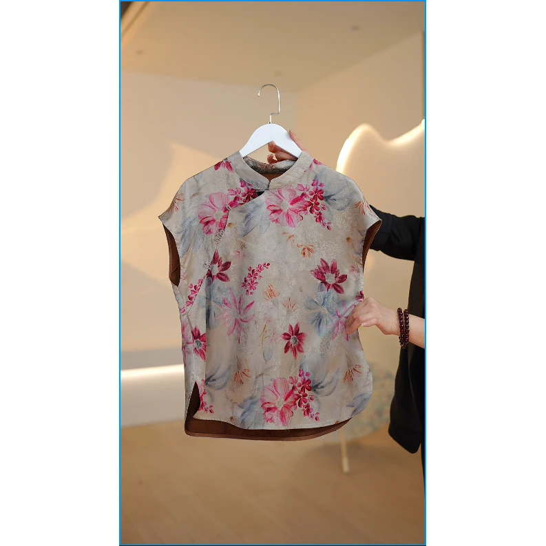 【官运亨通】新中式国风时尚休闲百搭上衣绿色夏季小衫y102