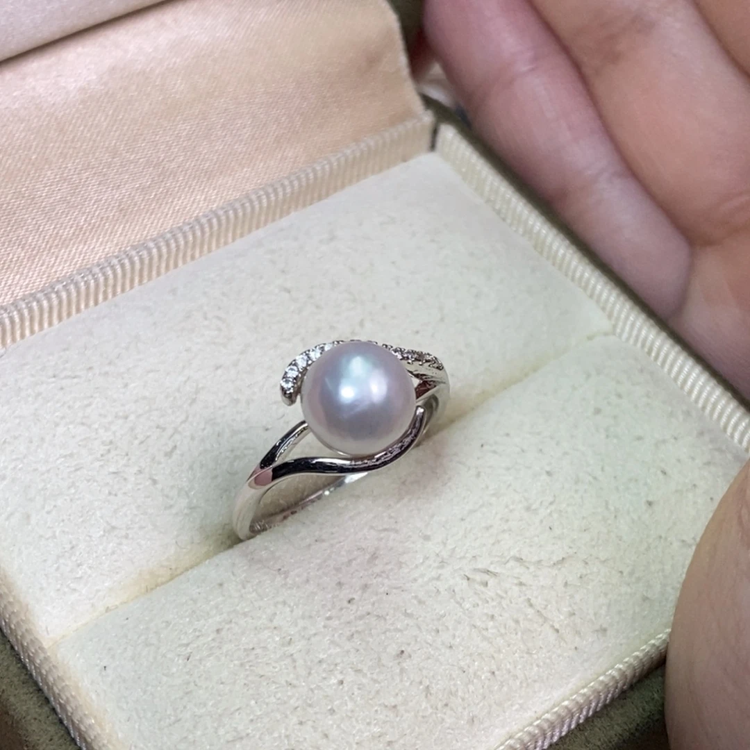 淡水珍珠银S925镶嵌戒指微瑕