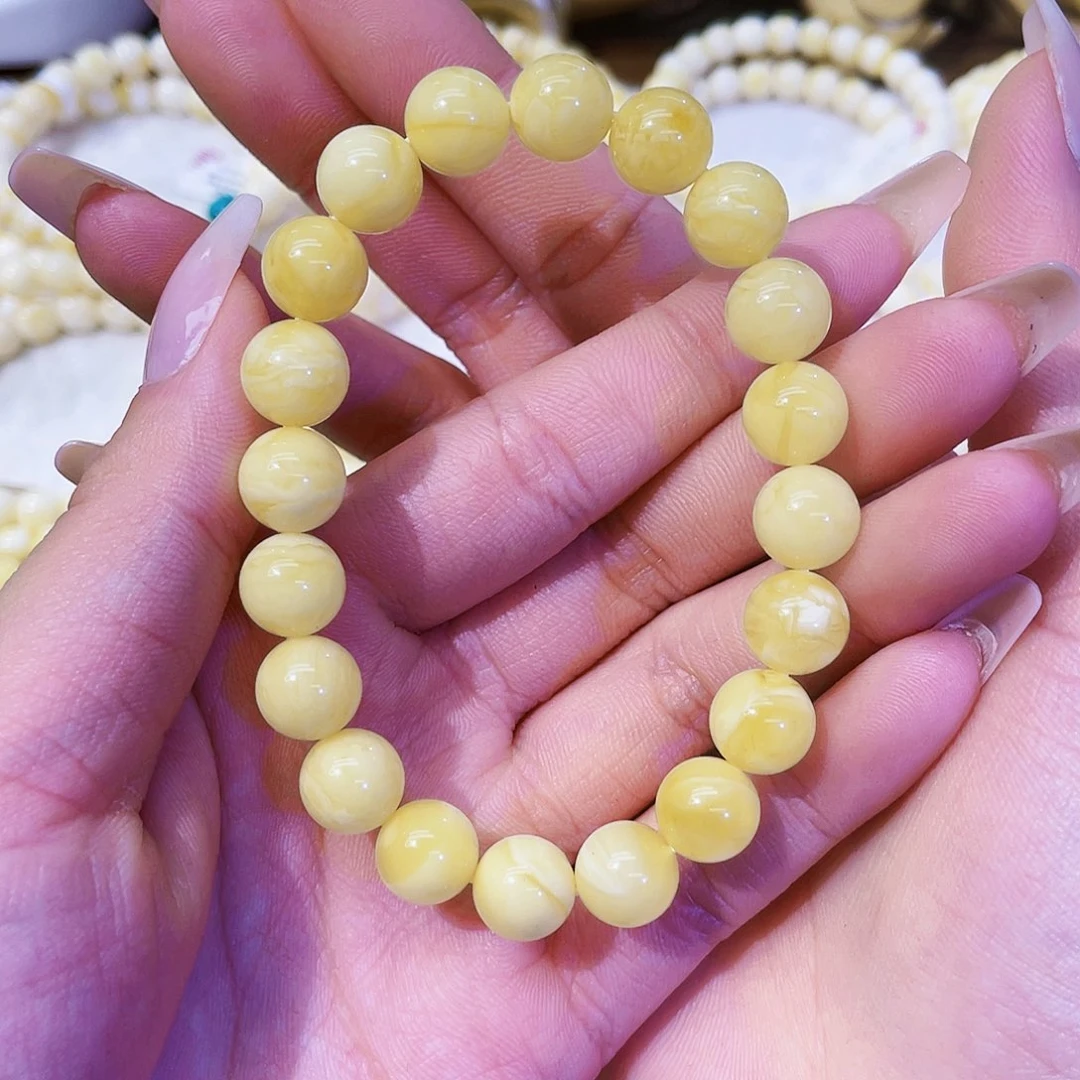 手链琥珀未镶嵌10mm 浓白浓蜡