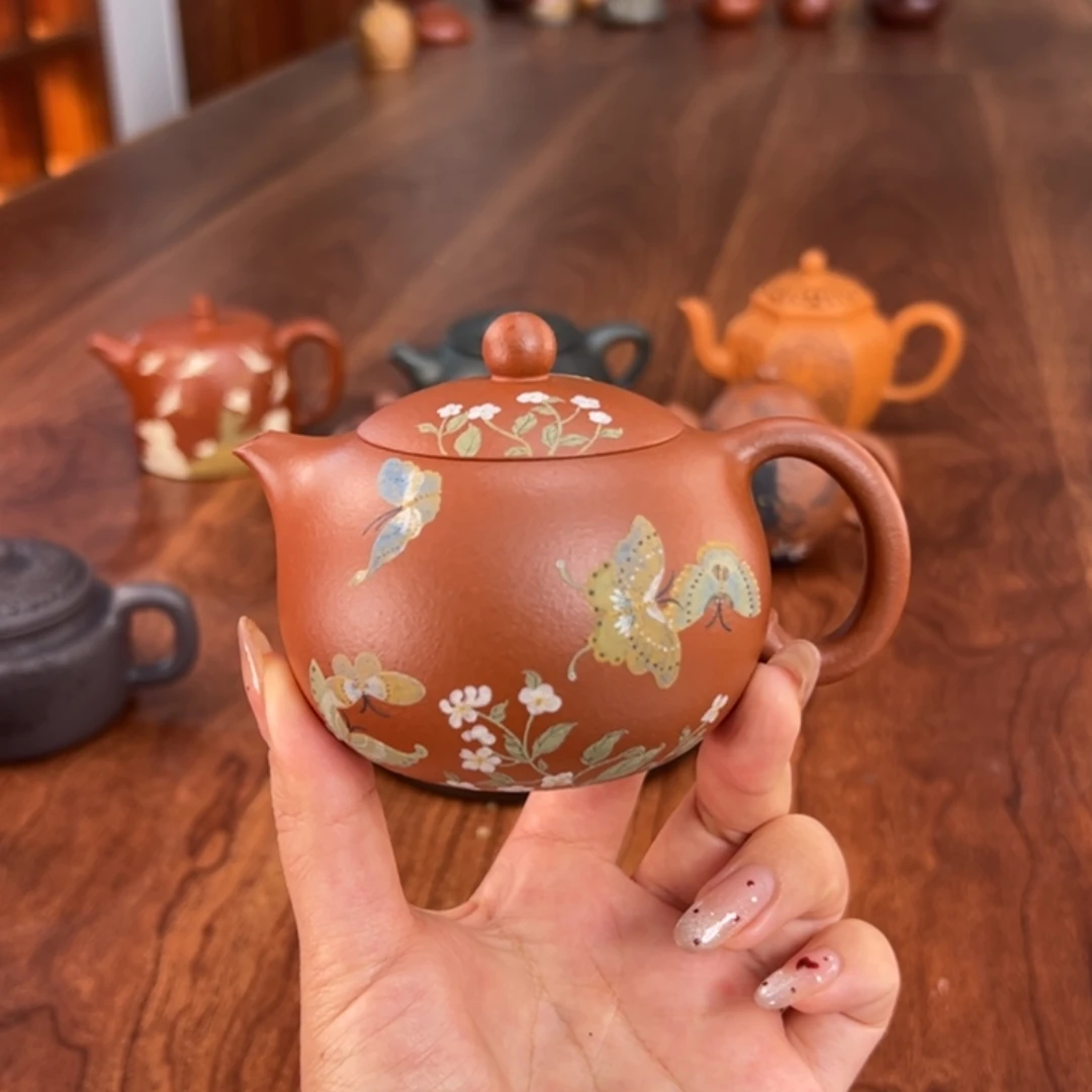 茶壶紫砂彩蝶西施