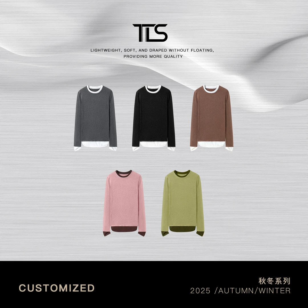 TT【叠叠乐】黄金羊毛120s可水洗撞色假两件多领针织打底MY5062