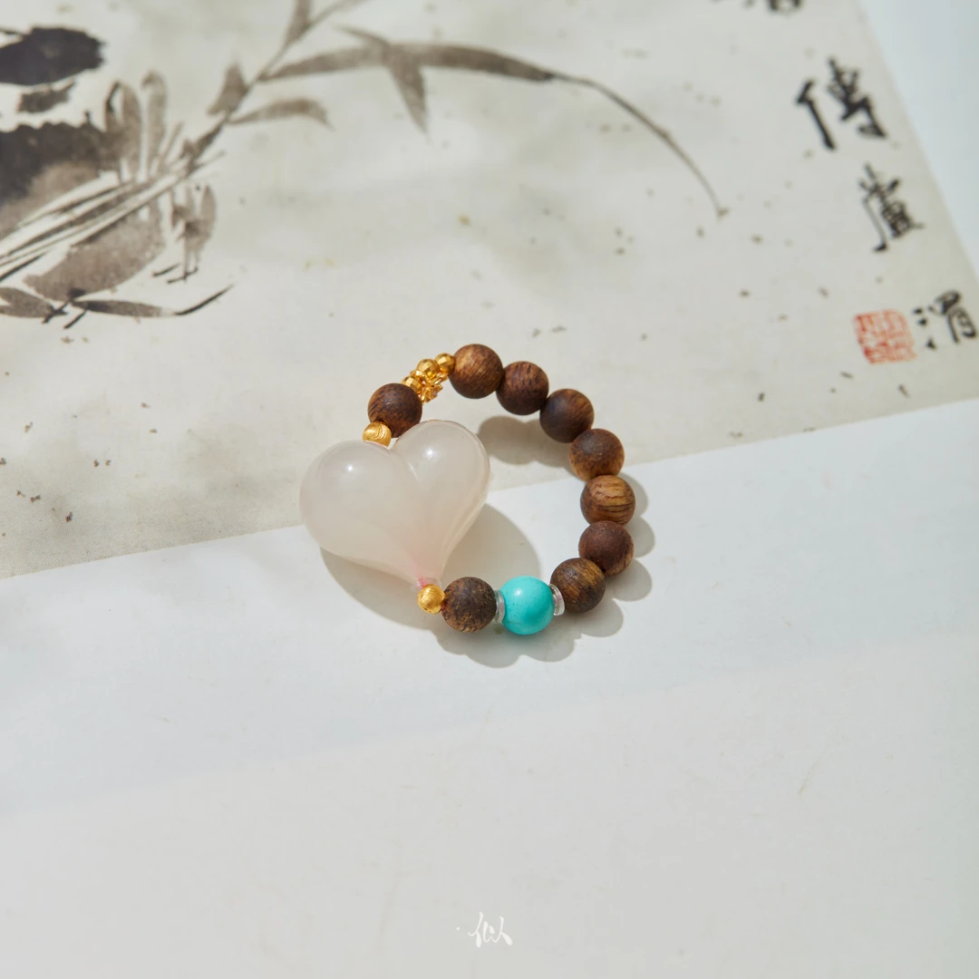 L【沉柯】·似梓珠宝· 18K藕粉爱心沉香戒指   XYGD273930-G