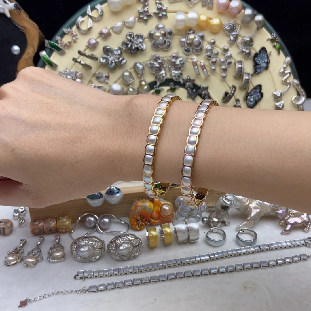 钛钢画框淡水珍珠福利淡水珍珠贵妃手镯