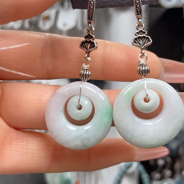 【闪购商品】翡翠耳饰银S925镶嵌耳饰