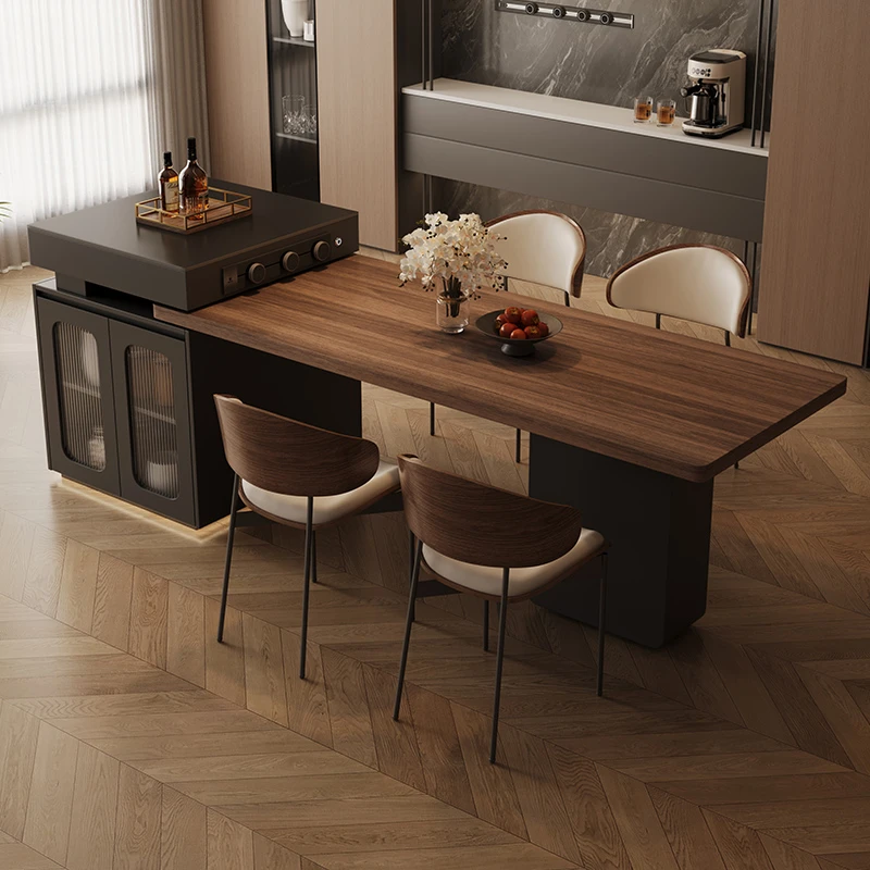 易可岛台餐桌一体2025新款法式中古现代意式可伸缩多功能家用餐桌