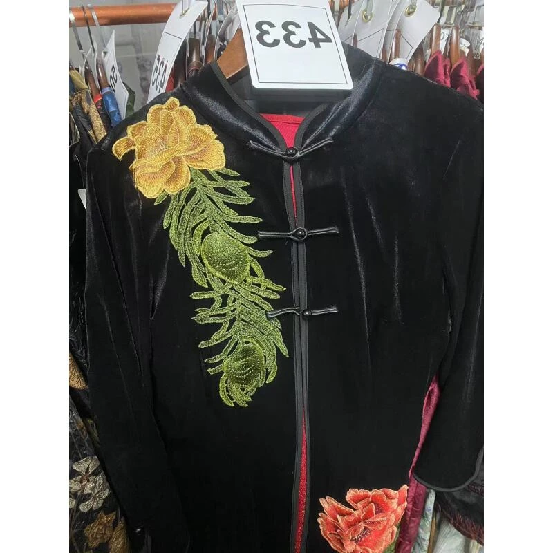 433小码中式复古优雅花色气质旗袍裙