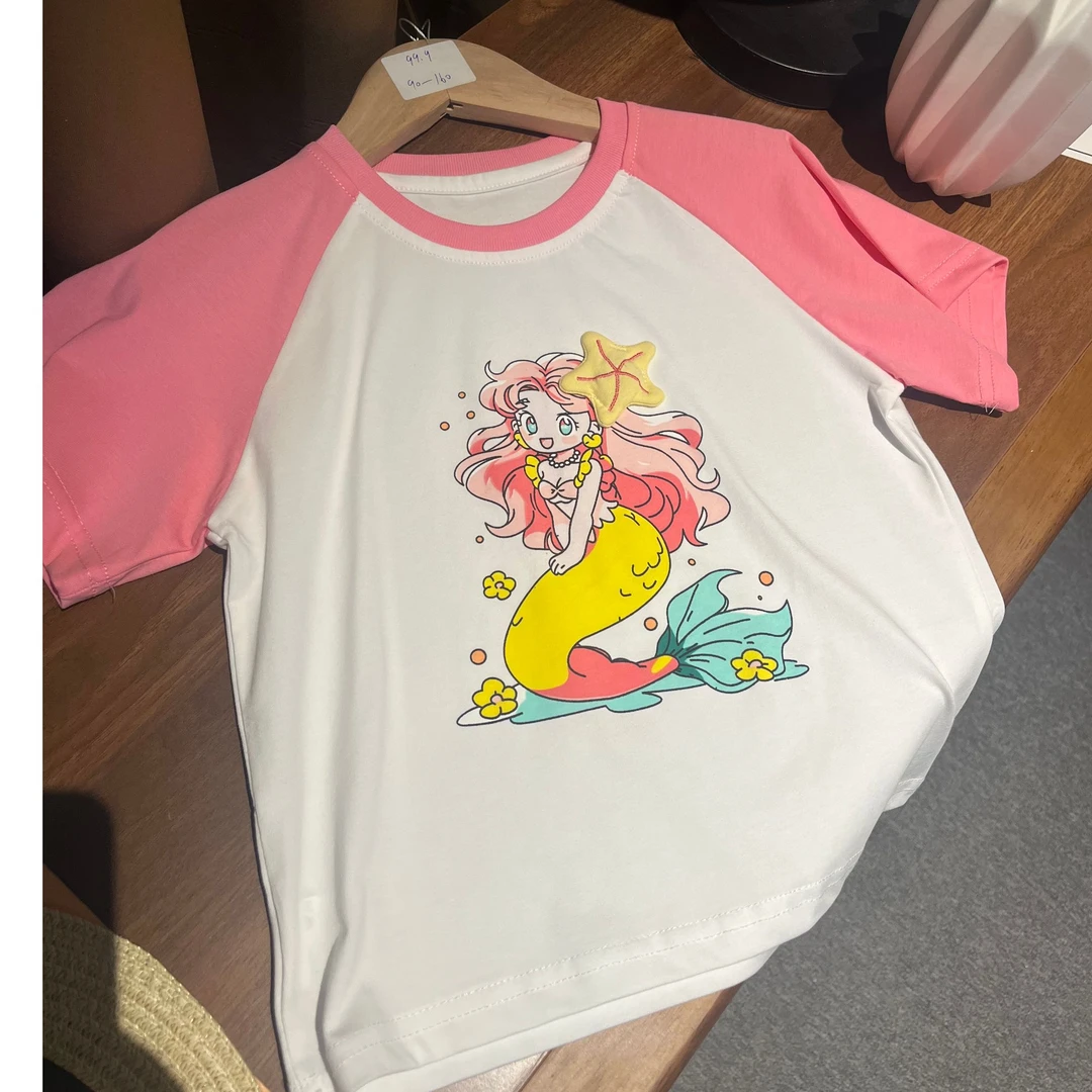 美人鱼新号开播亏米T恤亮灯女童短袖上衣