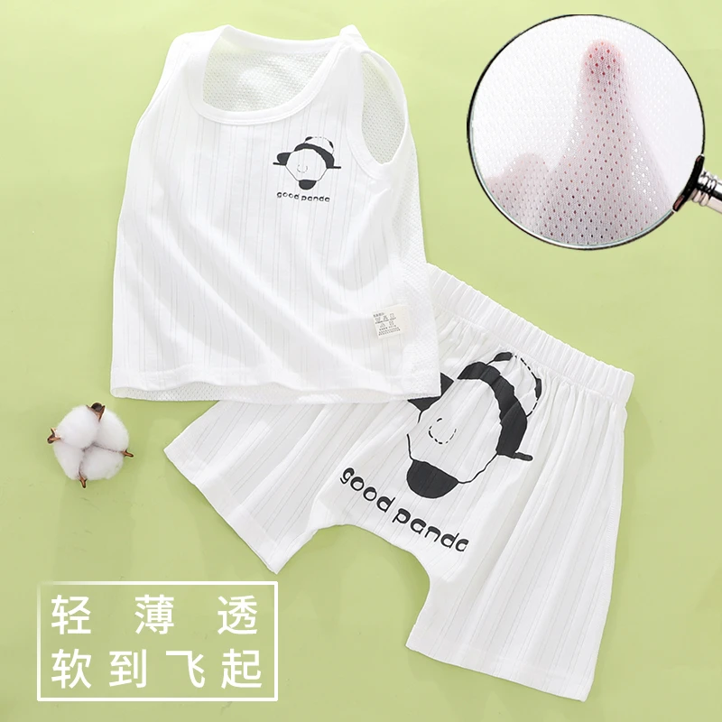 婴儿吊带背心套装分体a类内穿护肚薄款幼儿大屁屁裤男女宝宝夏装