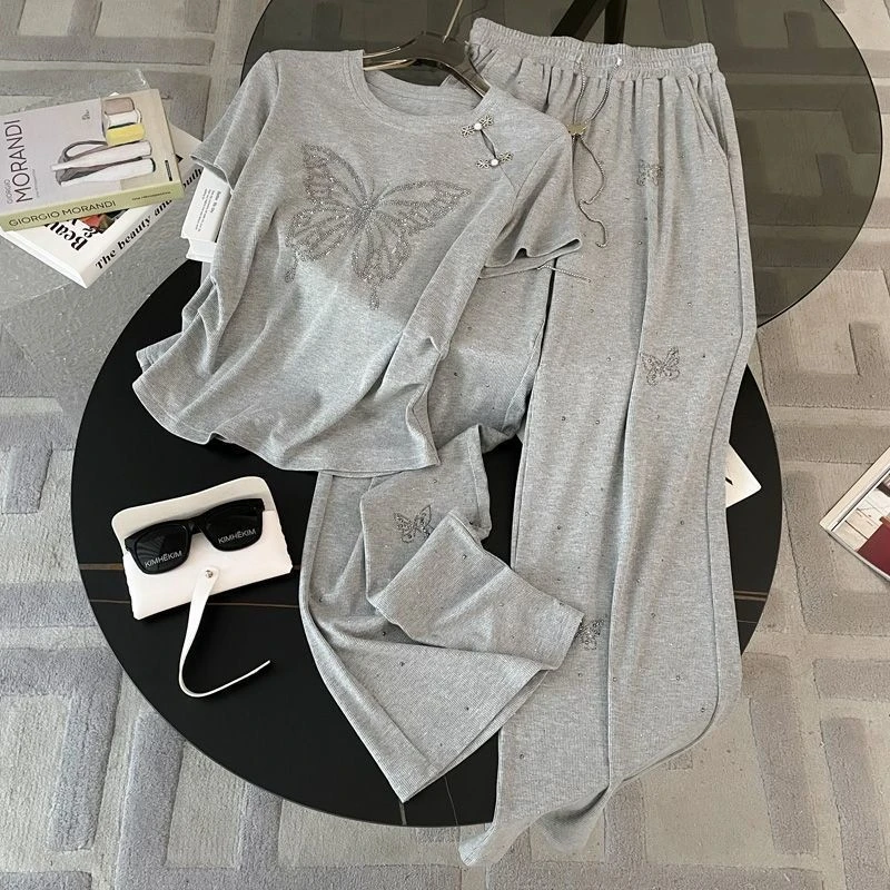 国风盘扣上衣+阔腿裤套装 重工烫钻设计 夏季爆款潮