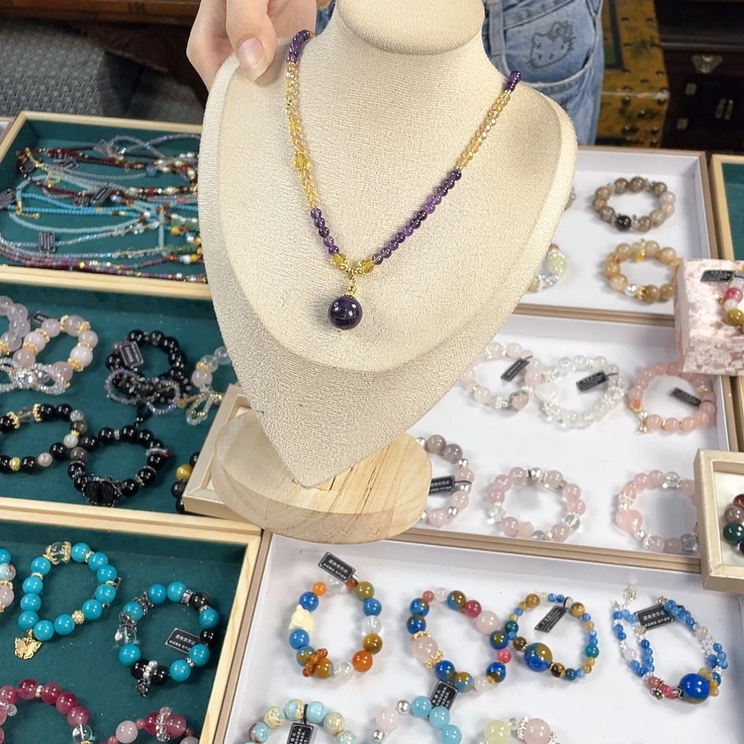 水晶手链银S925镀金镶嵌