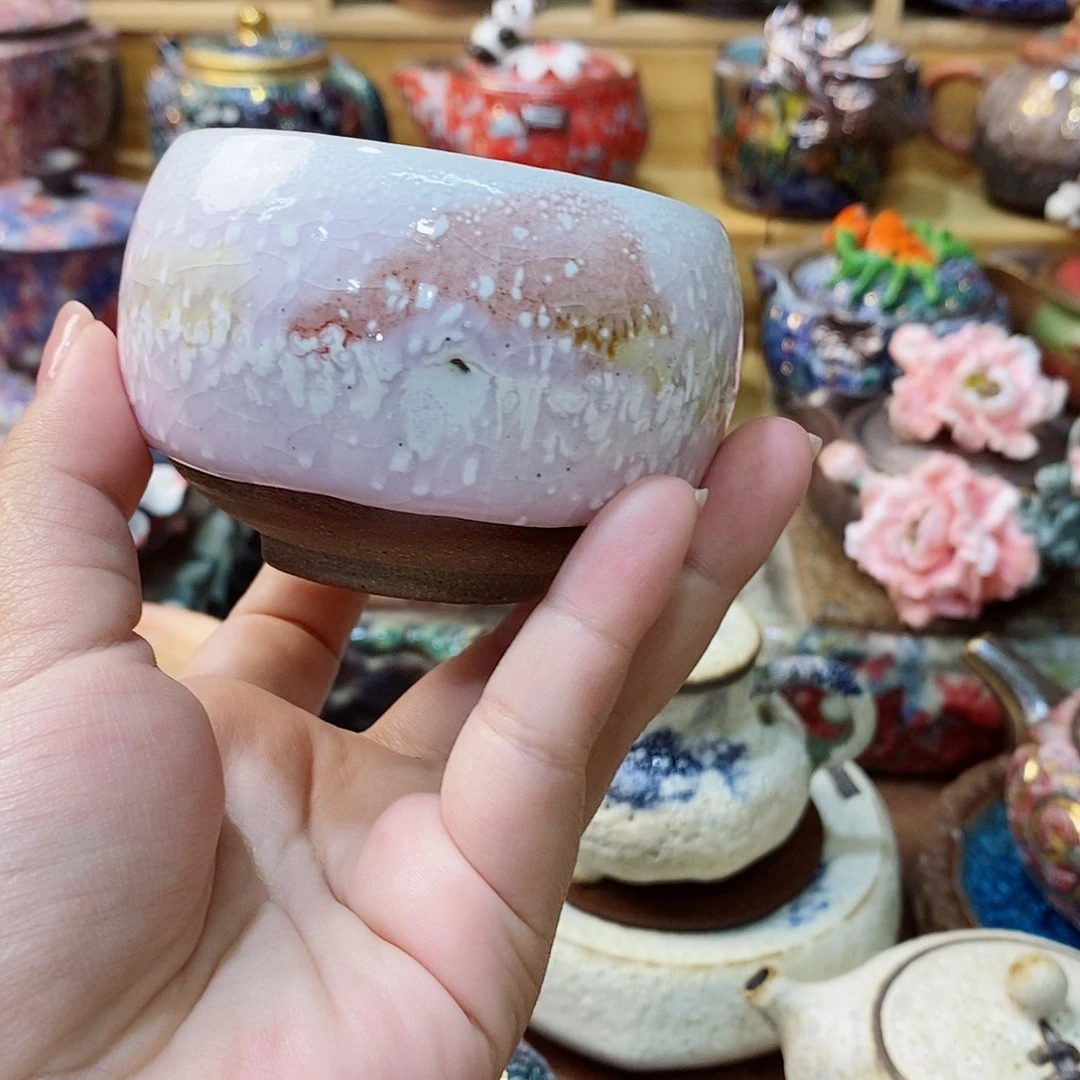 志野柴烧古喜茶器