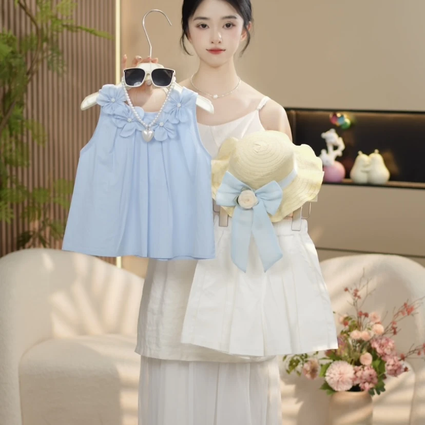 boboe/波波鹅女童夏季新款套装时尚百搭休闲上衣+裤子--Y4949