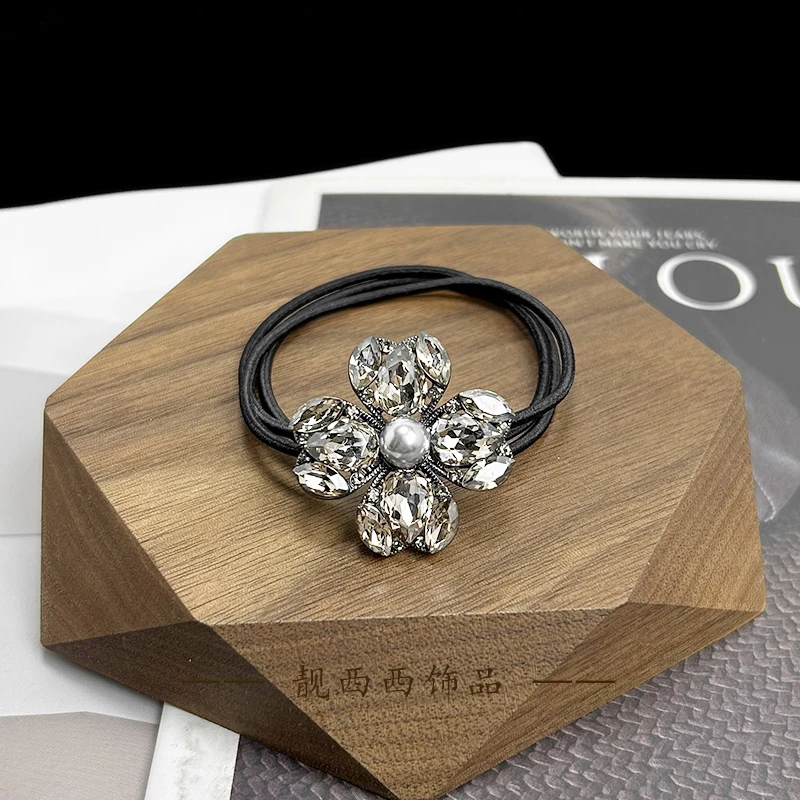 【LXX靓西西】546 优雅花朵轻职风珠珠气质高弹力三股皮筋