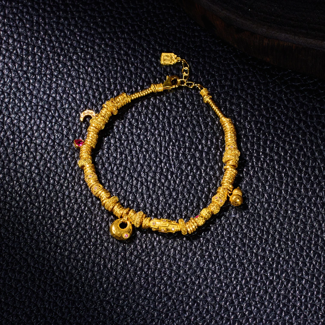 【歪歪】（素金）代代有*九眼盘缠手链*18K金镶嵌XB-J57110