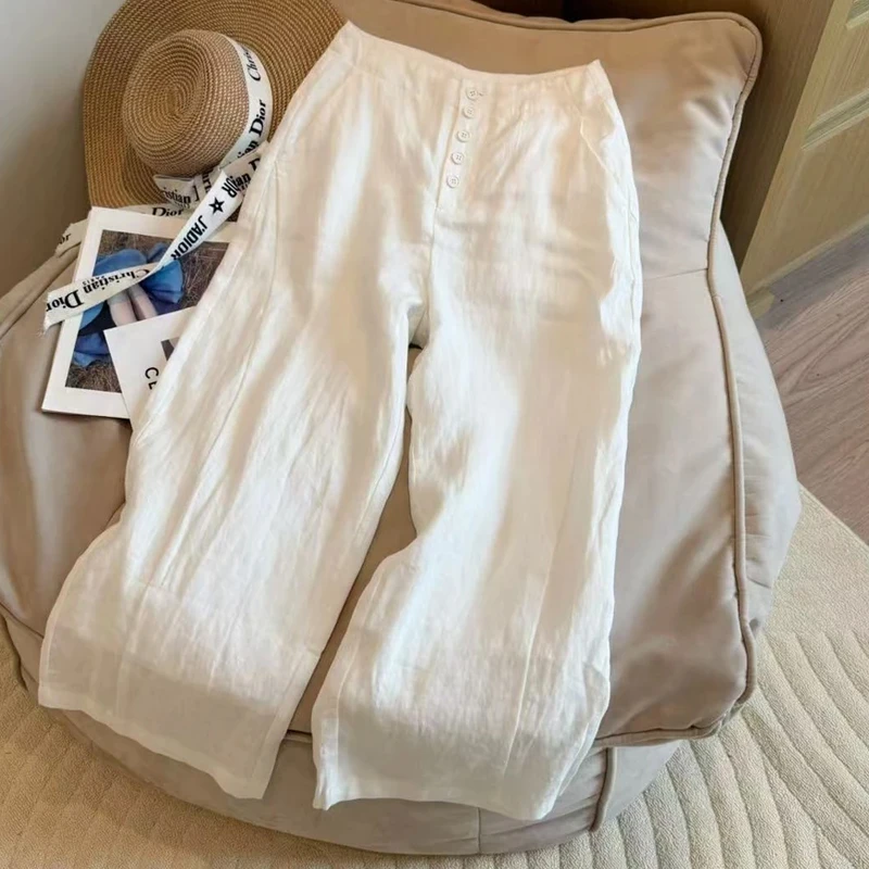 韩版高腰纯色阔腿短裤女2025年夏季新款时尚百搭设计感显瘦裤子